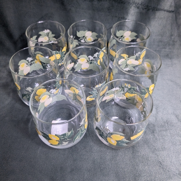 Steamless Glass Lemon Citrus Fruit Wine Juice Water Glasses. Garden Party - Picture 7 of 14